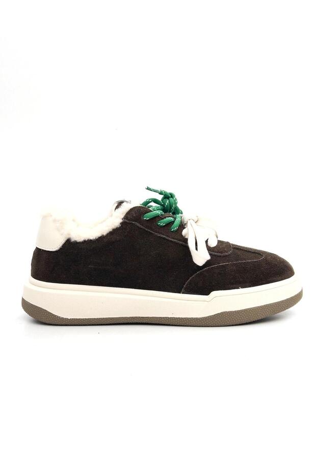 25K372-2 Women's Suede Leather Sneaker Shoes with Fur Inside