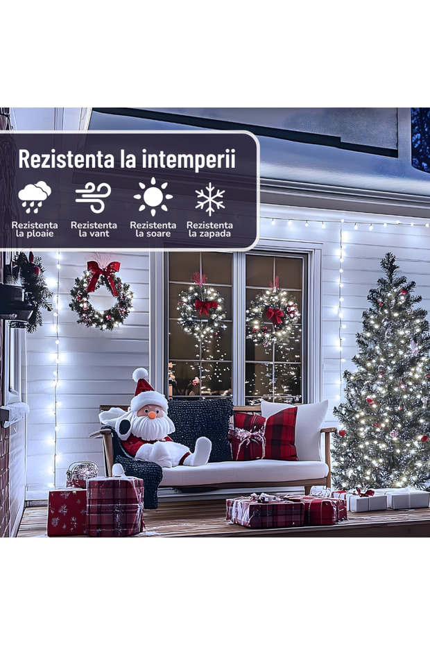 ® Set of 2 Linear Roll String Lights, 100 m/roll, 8 Modes, IP44, 220V, Cool White - 3