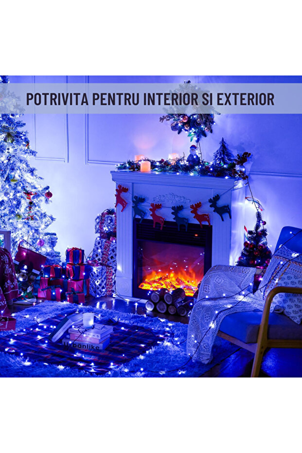 ® Set of 4 Linear LED String Lights, 80m/roll, 8 Modes, Blue, IP44 - 7