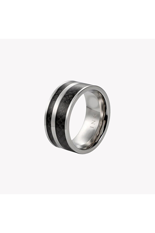 Men's Silver & Black Stainless Steel Ring (ZJRG016SPS)