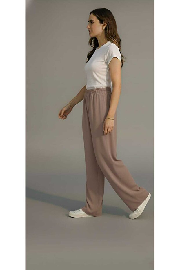 High-Waisted, Wide-Leg, Comfortable Fit, Elastic Waistband Pants