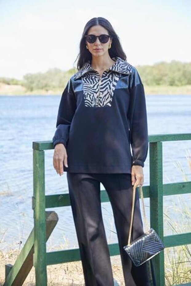 MARWA DESENLİ ÖRME TAKIM MA24.38 Siyah - 3