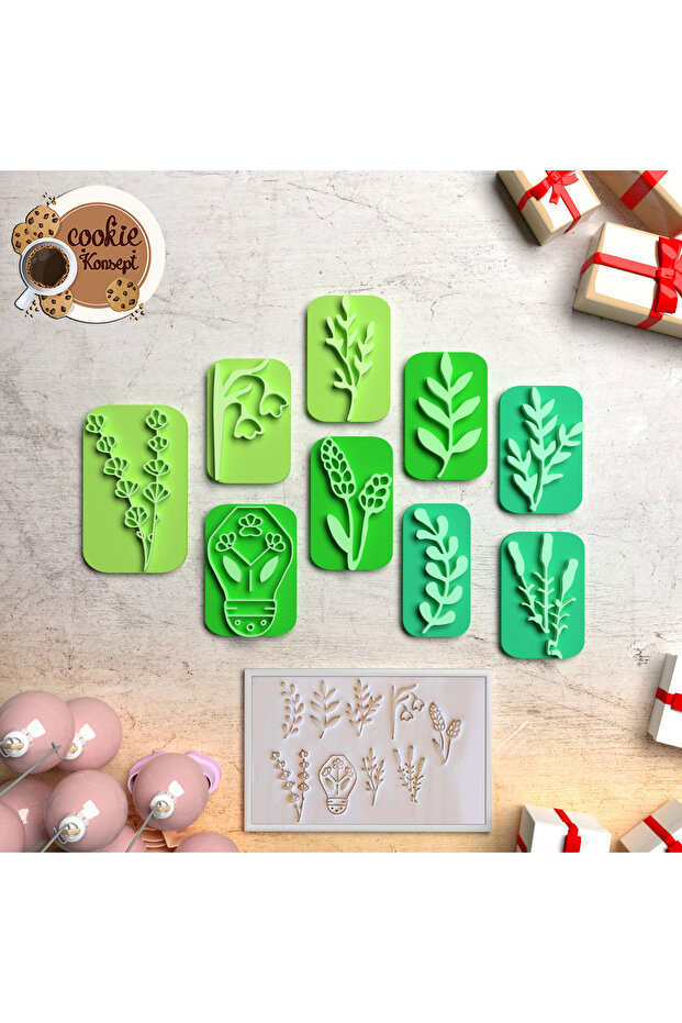 Leaves Polymer Clay Stamp Mold Set # 46 - Cookies, Dough, and Clay Compatible 9 Pieces