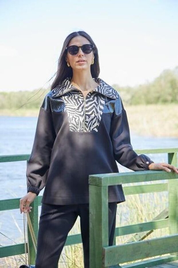 MARWA DESENLİ ÖRME TAKIM MA24.38 Siyah - 2