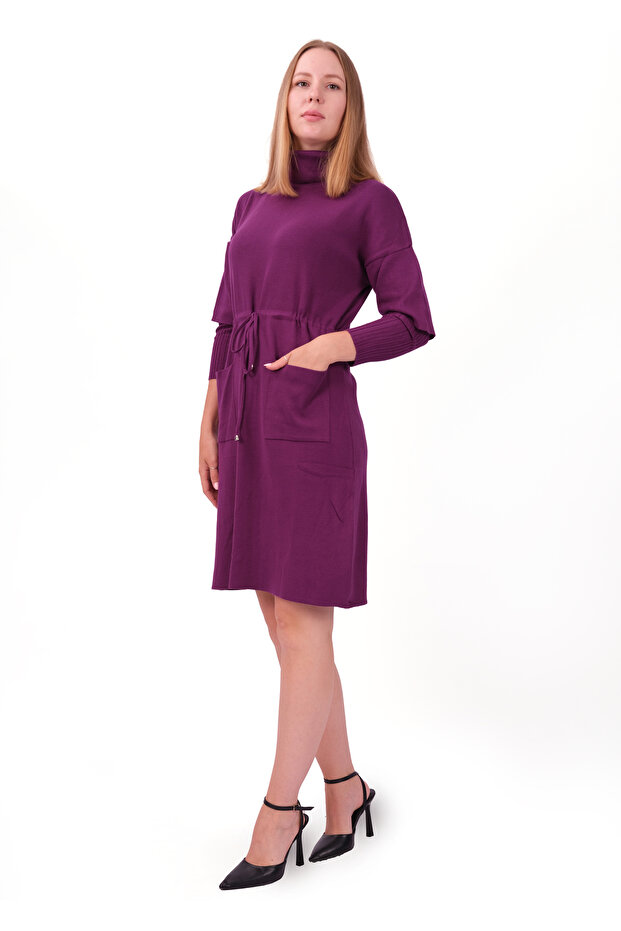 Balıkçı Yaka Bağcıklı Triko Tunik - 1