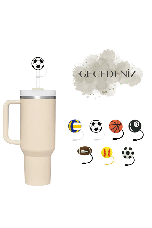 Thermos Compatible Straw Stopper Football Ball 2D