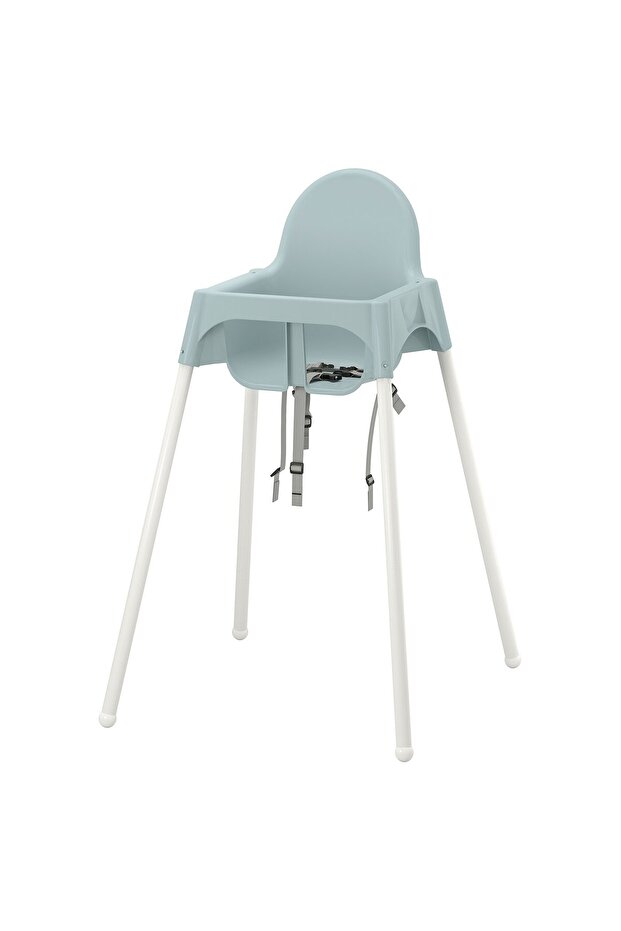 ANTILOP Highchair with safety belt, grey-blue/white