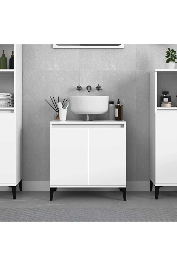 Sink Cabinet White 58x33x60 cm Engineered Wood