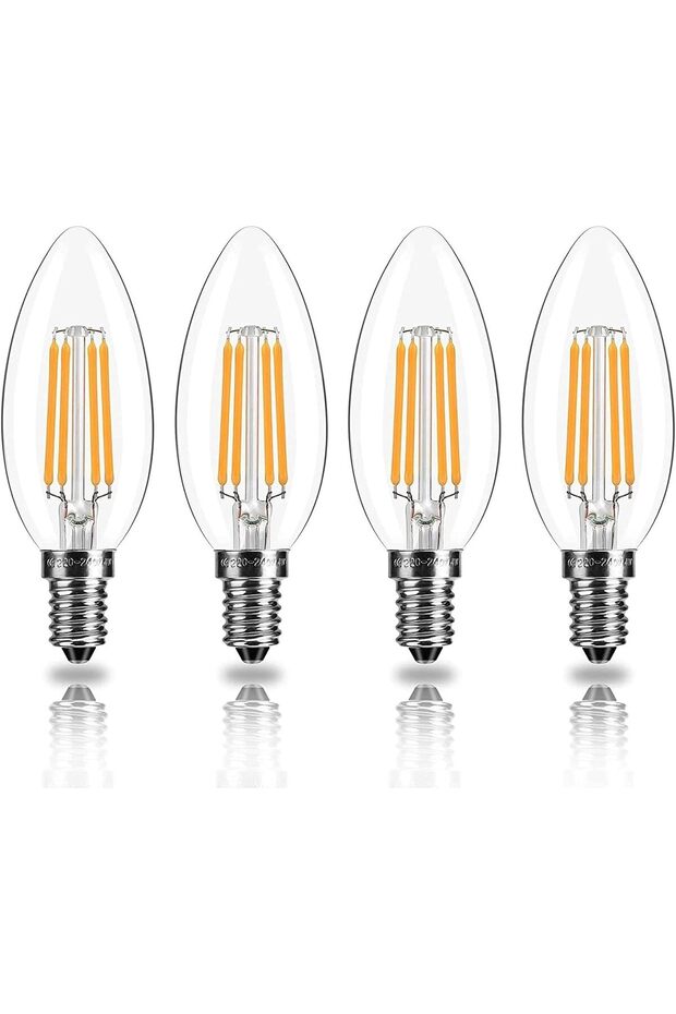 مصباح LED للثريا [4 قطع] مصابيح فتيلة 4 واط، ضوء دافئ أصفر 2700 كلفن E14 220 فولت