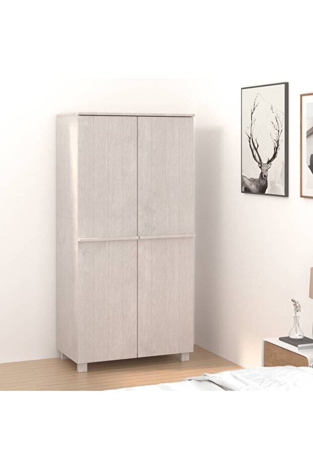 Wardrobe HAMAR White 89x50x180 cm Solid Wood Pine