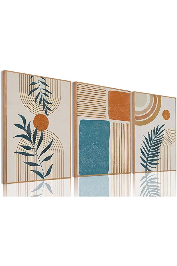 Framed Boho Canvas Wall Art Set (30x40 cm) – Mid Century Modern Prints Set of 3