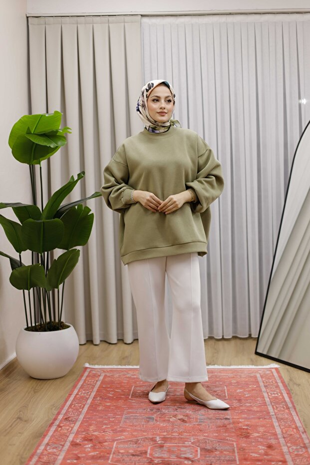 OVERSİZE SWEAT 3 İPLİK ŞARDONLU - 5