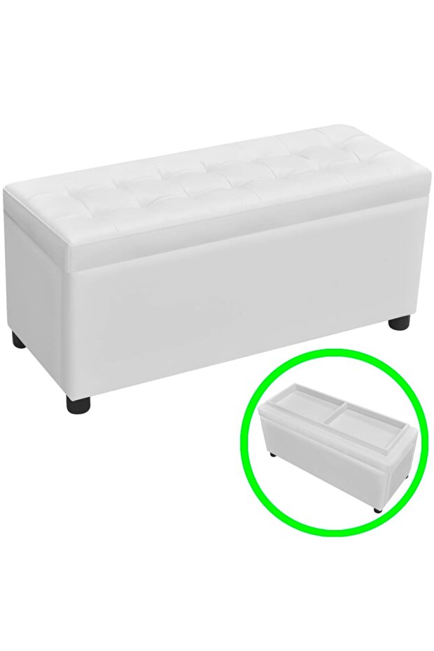 Storage Ottoman Artificial Leather White