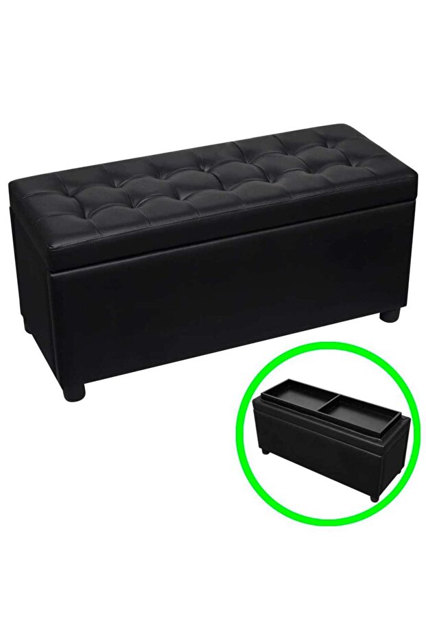 Storage Ottoman Artificial Leather Black