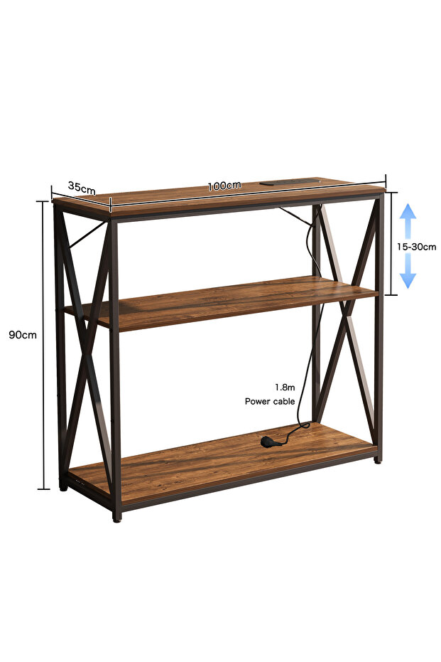 120*30*90cm Console Table with Power Outlet Sofa Table with Storage Shelf and Entryway Table - 3