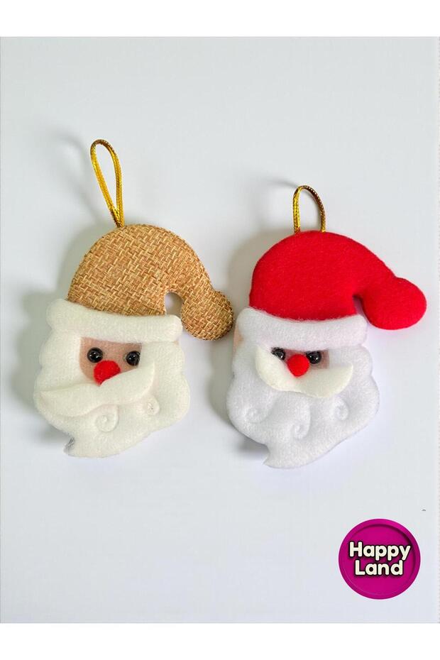Christmas Tree Ornament Set of 2 Santa Claus Plush Hanging Ornament in Red-Brown Colors 10 cm Hpy26047