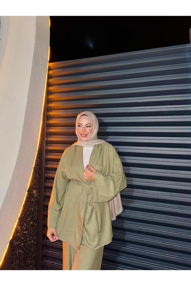 SALAŞ OVERSİZE KEMERLİ TAŞLI PULLU İKİLİ TAKIM - 2