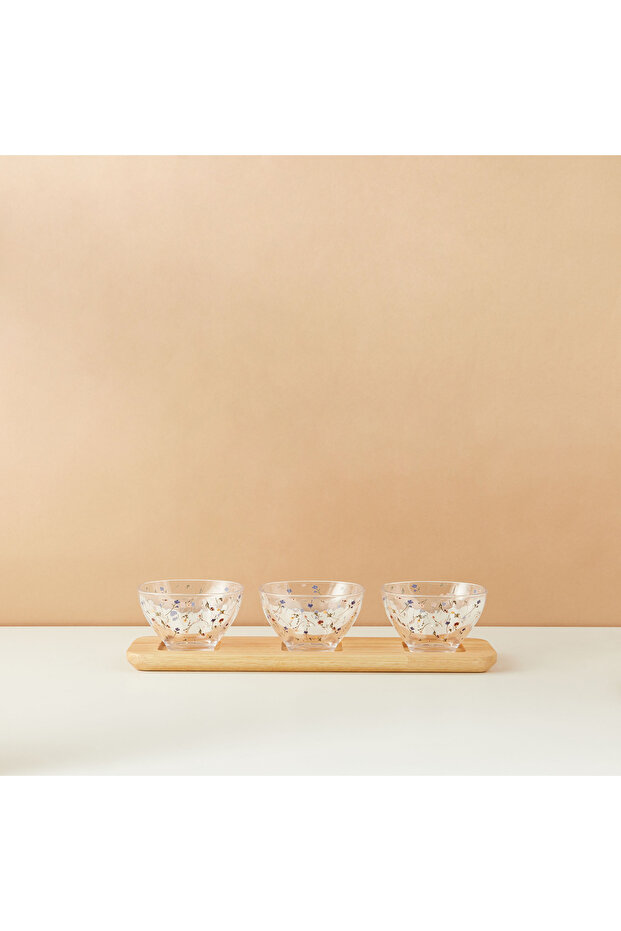 Flora 4-Piece Glass Bowl and Tray Set