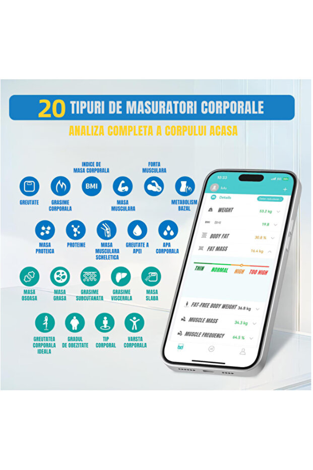 LePulse Professional smart scale, 8 sensors, 20 body metrics, iOS/Android integration, white - 3