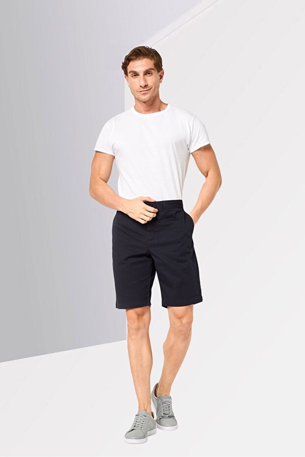 شورت تشينو سادة للرجال، أزرق داكن - 2