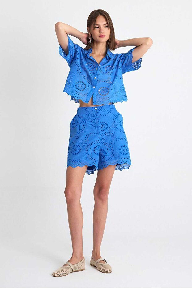 Nakışlı Brode Şort - 1