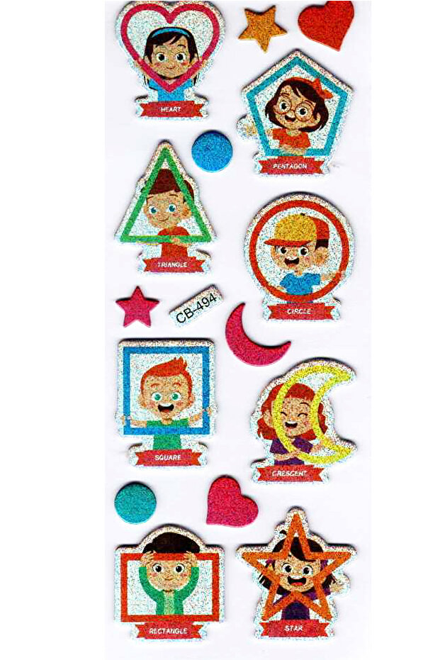 Sticker Embossed Sticker Notebook Planner Label (Cb494) 16X7 Cm- English Shapes