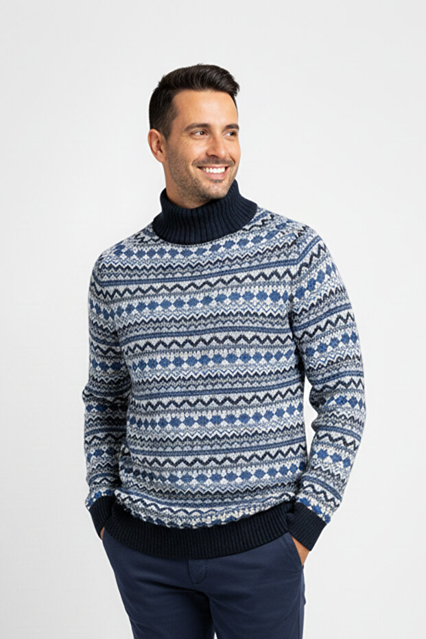 سترة نصف الياقة المدورة للرجال - 1