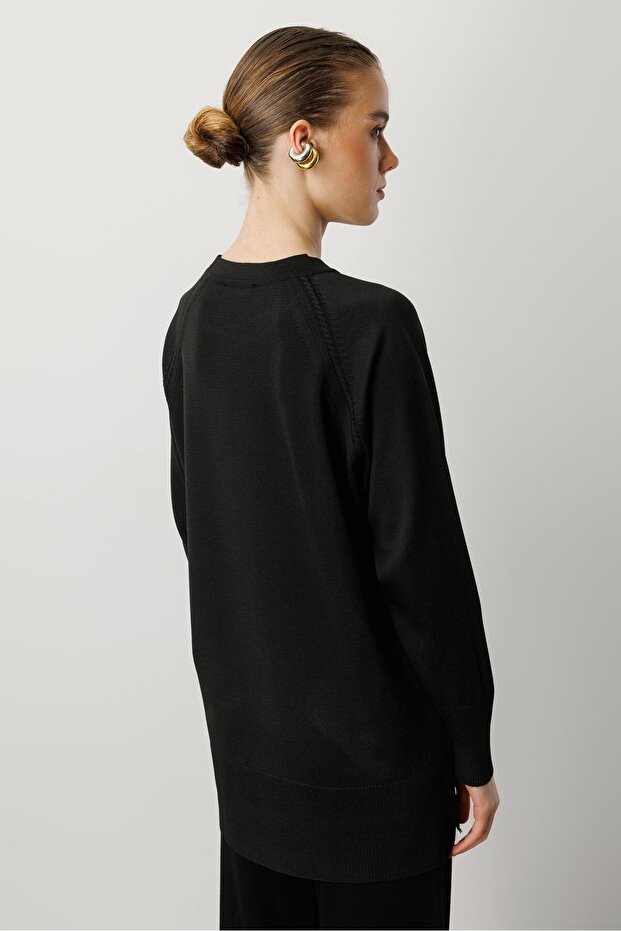 Reglan Kol Basic Triko Tunik-SİYAH - 6