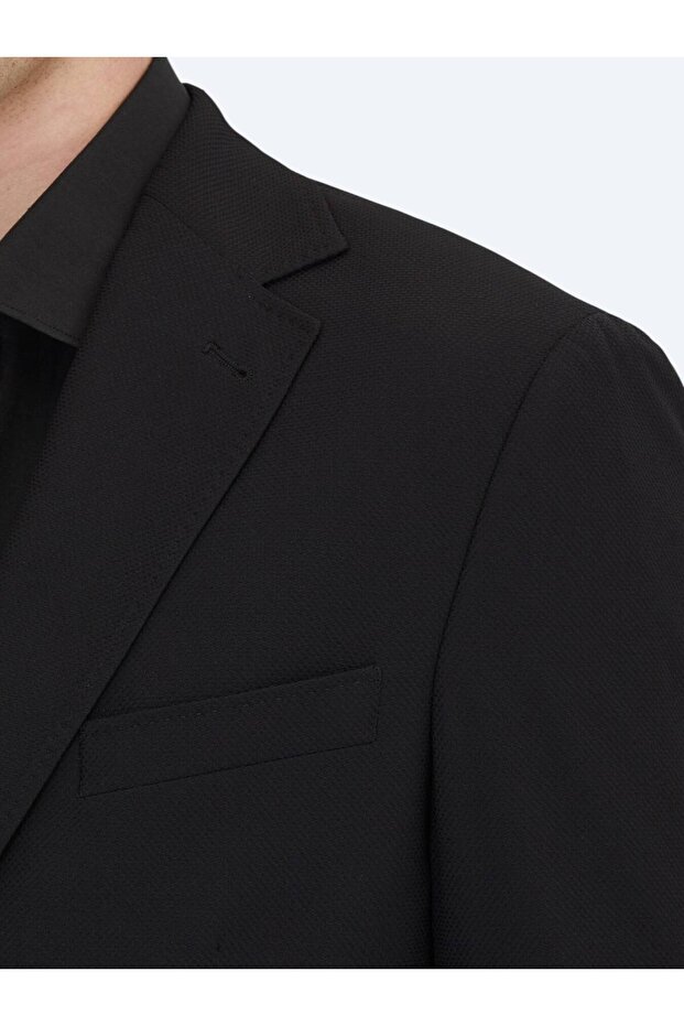 Siyah Desenli Modern Fit Ceket - 5