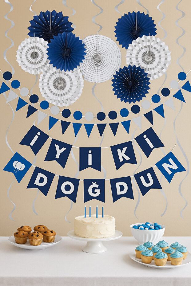 Gilded Happy Birthday Lettering, Silver Foil, 125 cm × 2 Rows, Colorful, Party, Celebration, Birthday