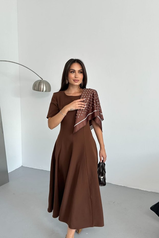 Women A-Line Short Sleeve Midi Length Casual Dress Nbnp018