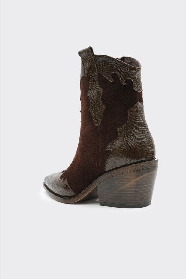 Hakiki Deri Fermuarlı Kadın Bot - 4