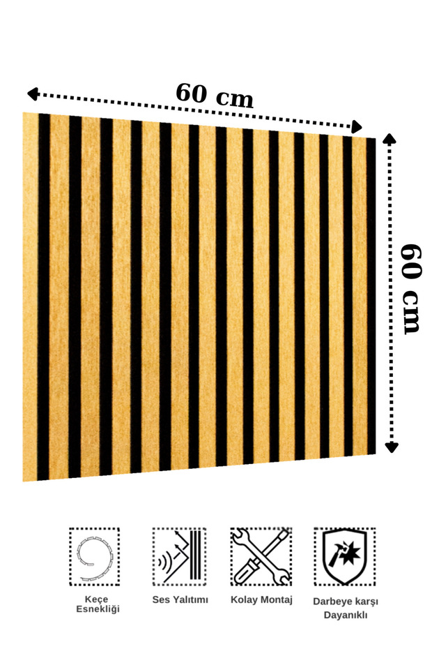 MDF Ahşap Akustik Duvar Paneli 60x60 cm - 2