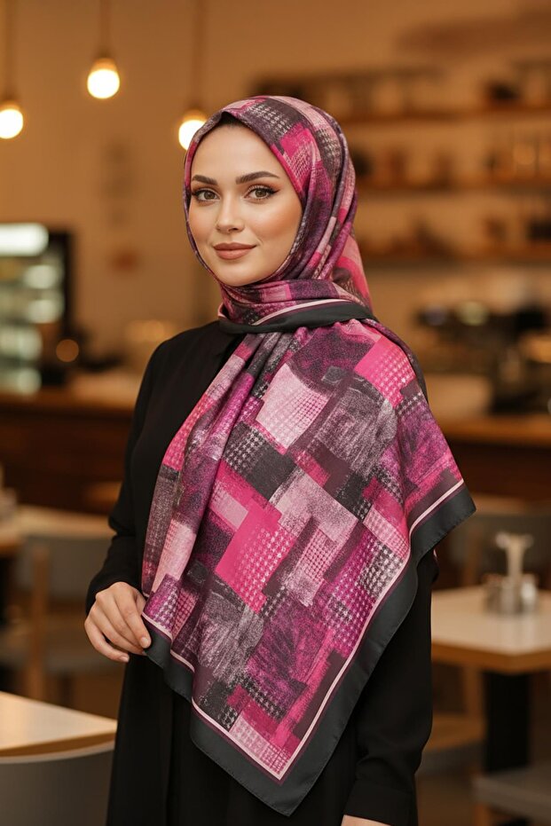 شال ناعم بنمط مربع قطن - 1