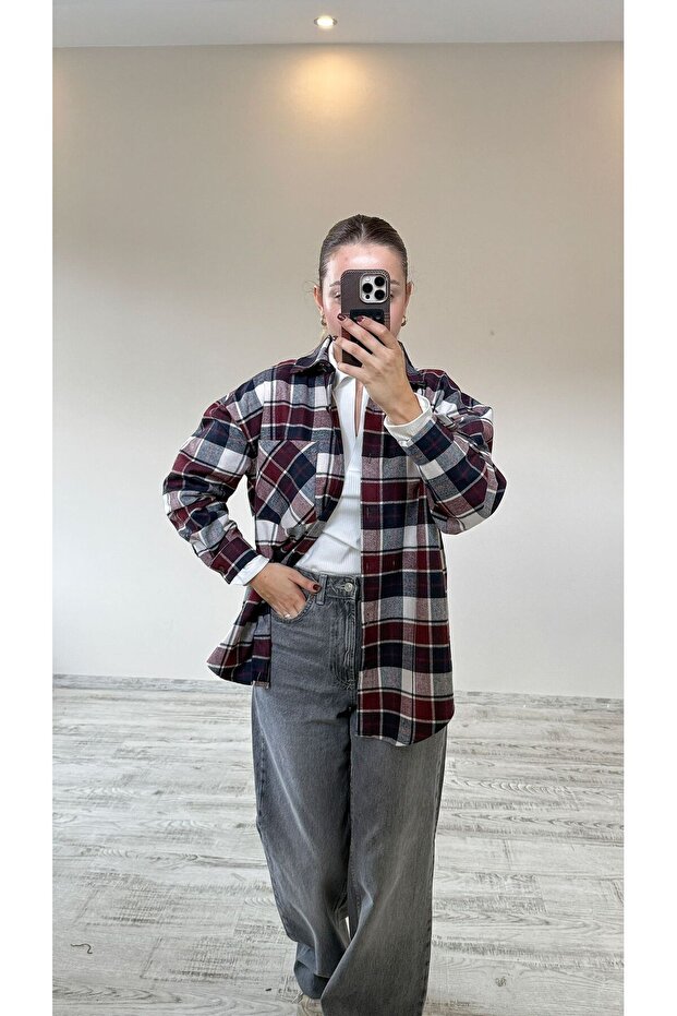 Plaid Oversized Pocket Shirt