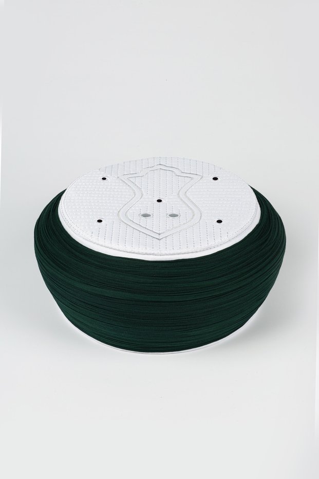Namaz Sarığı - Green Fabric - White Turban - Round Wrap - Nâli Şerif - 7 Meters