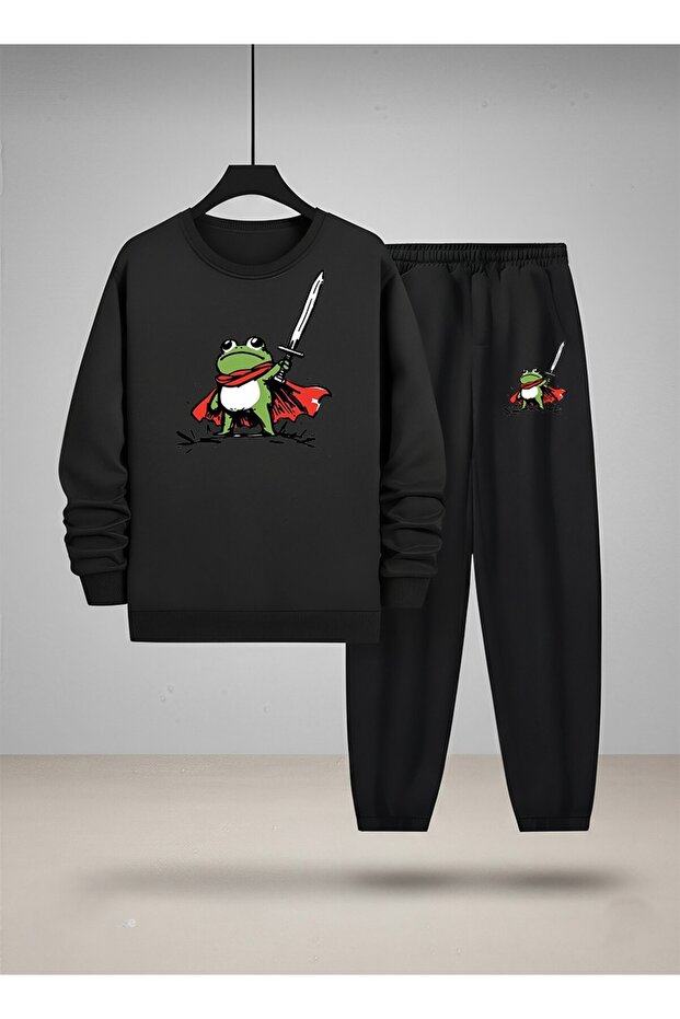 طقم سويت شيرت وبنطلون رياضي للأطفال من SAVARIAN FROG مطبوع 3 Thread Shardonlu