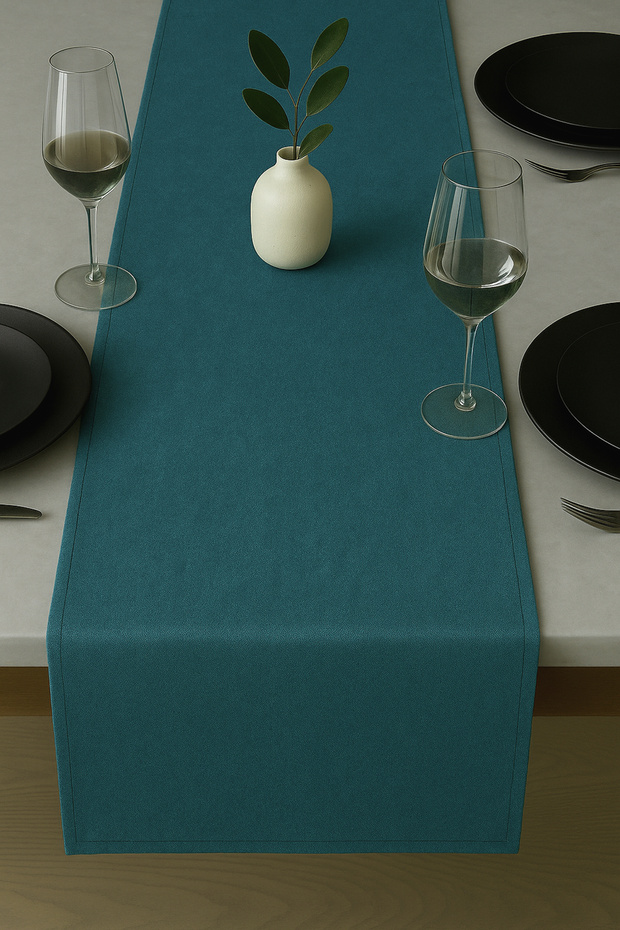 Velvet Look Turquoise Table Runner