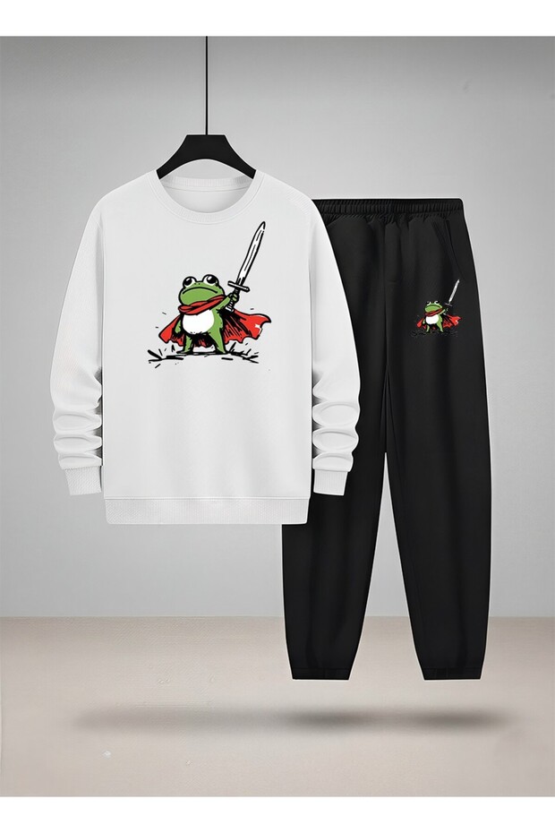 طقم سويت شيرت وبنطلون رياضي للأطفال من SAVARIAN FROG مطبوع 3 Thread Shardonlu