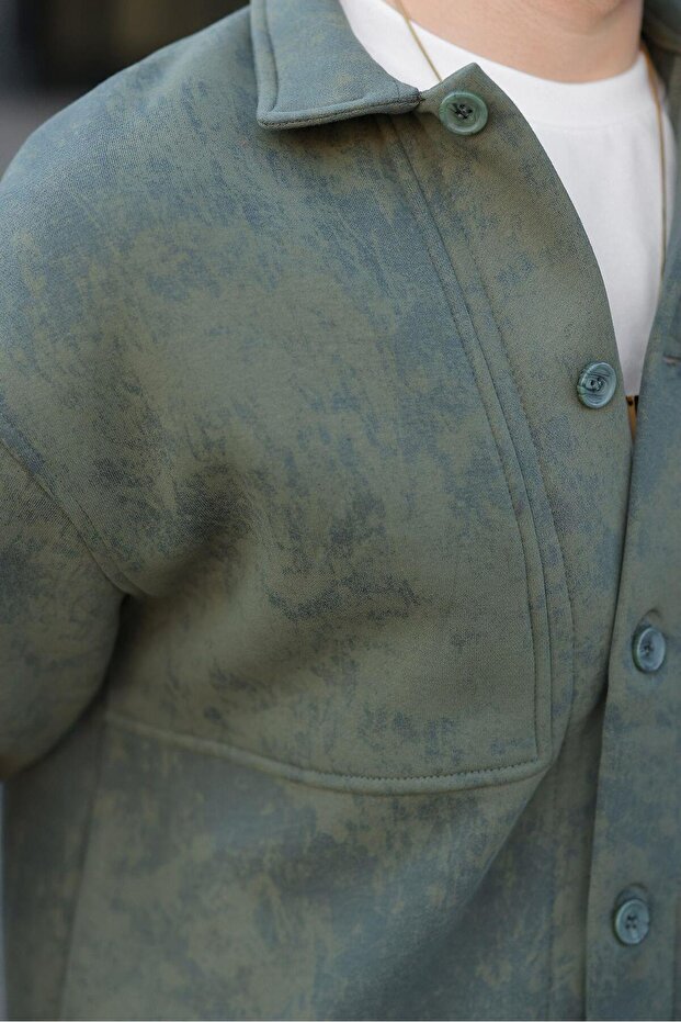 Khaki Fleece Lined Shirt Jacket E6767 - 3