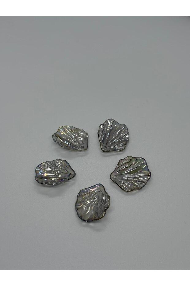 100 Pieces Leaf Pearl Gray Janjanlı Pearl Beads – 20 mm / Oyster Shaped Pearl with Hole Pearl B:54