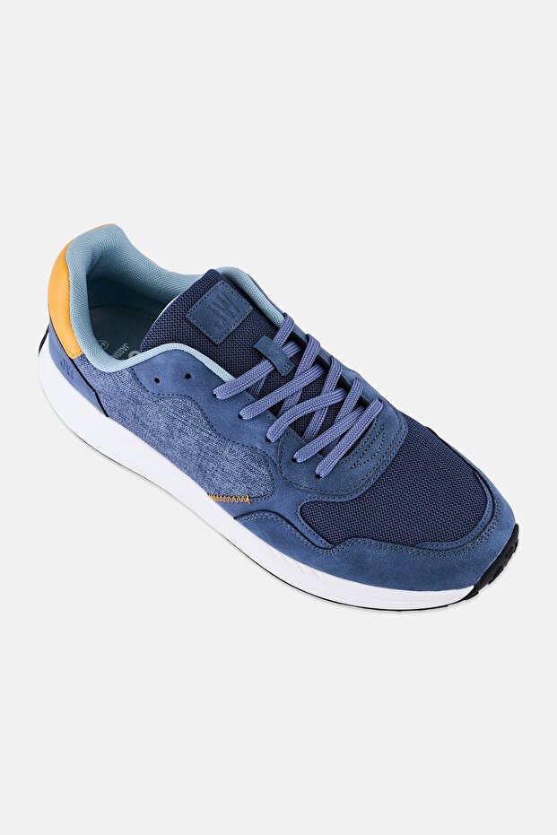 Men Brand Logo Lace Up Shoes, Ash Blue