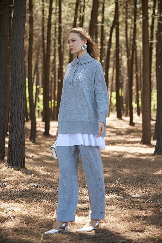 KAPÜŞONLU SERPME ÜÇLÜ TRİKO TAKIM - 1