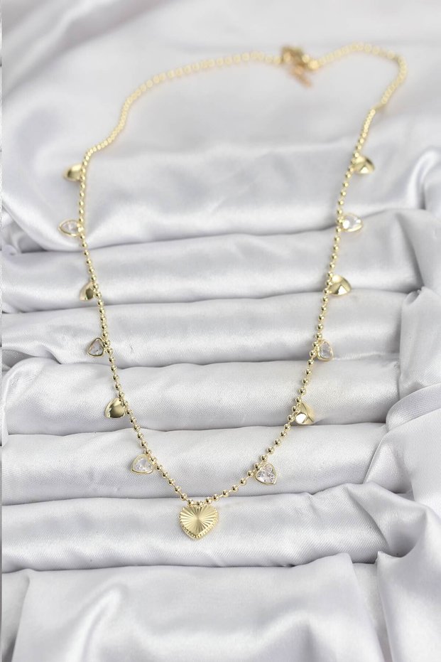 Brass Heart Women's Necklace (Gold Color)