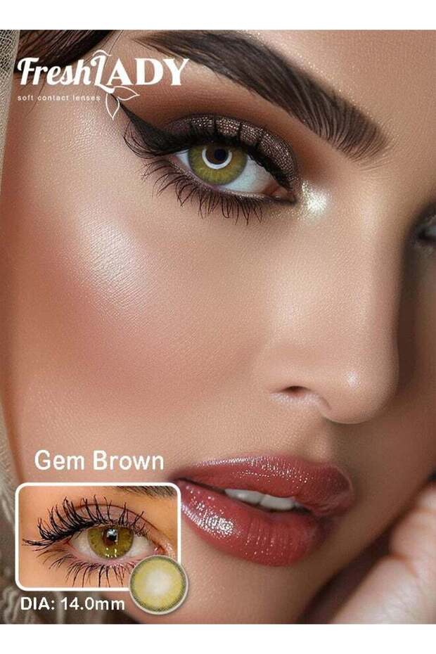 Freshlady Colored Lenses Gem Brown 14.00mm Yearly Disposable for Daily Wear