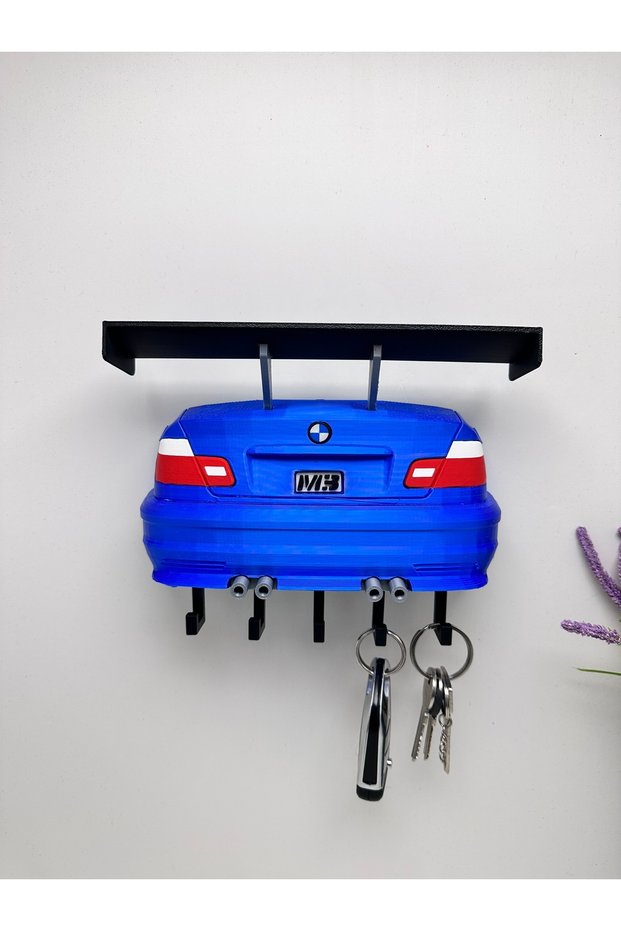 3D Printing Decorative Blue Color Keychain with Bmw E46 Rear Model Design