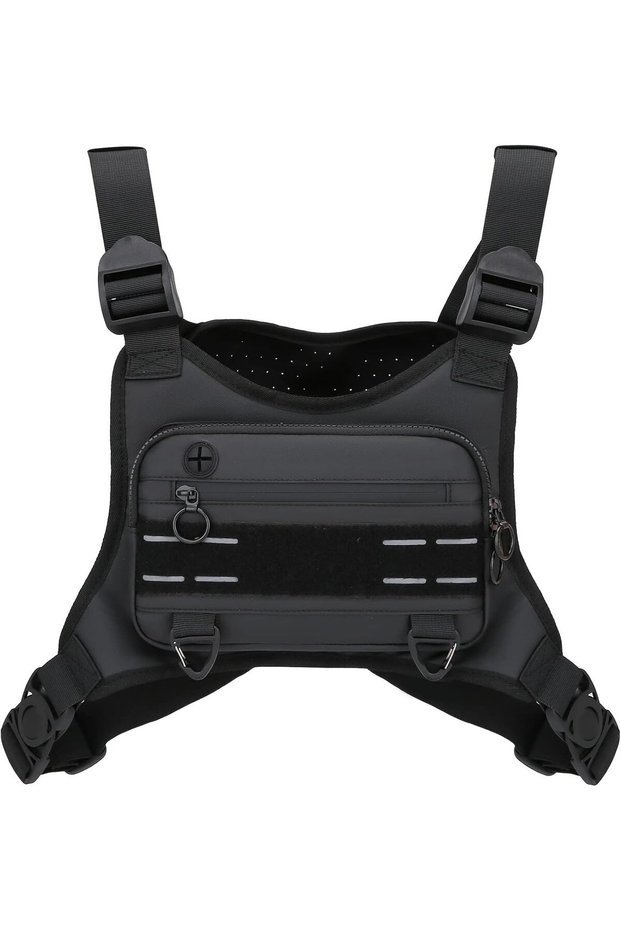 Muserise Sports Chest Bag For Men Women, Water Resistant Lightweight Front Chest Pack, Running Vest Bag With Built-In Phone Holder & Extra Storage For Workouts, Running, Cycling