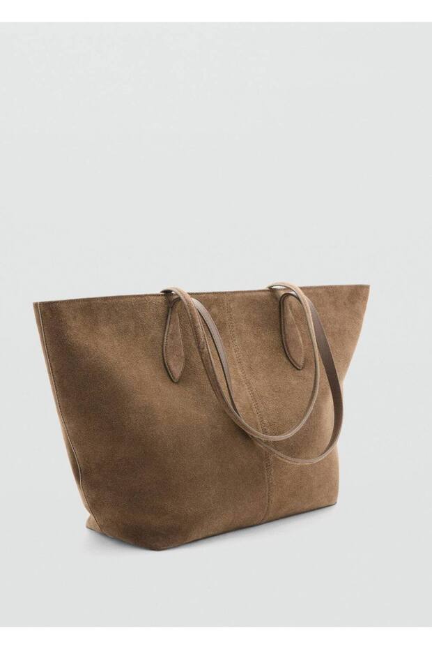 Süet shopper çanta - 1