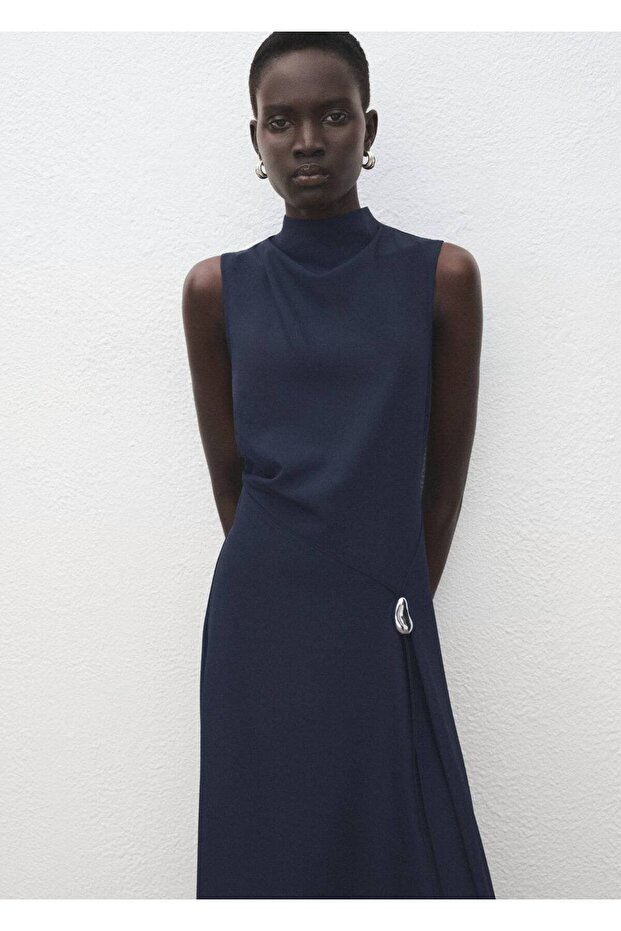 Metal süslemeli evaze elbise - 1