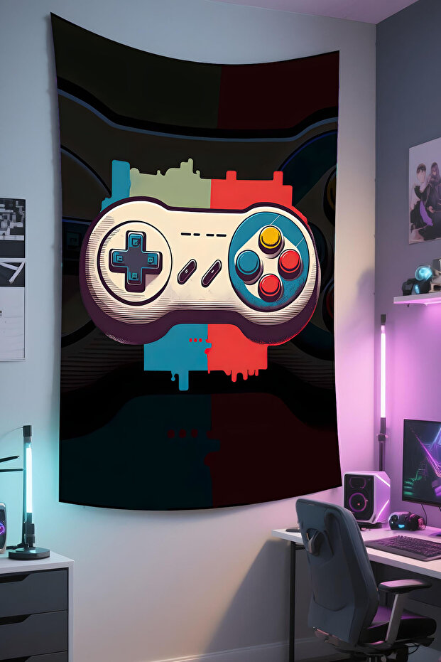 Vertical Gamer Wall Covering – Gaming Themed, High-Quality Fabric, Tapestry Wall Carpet
